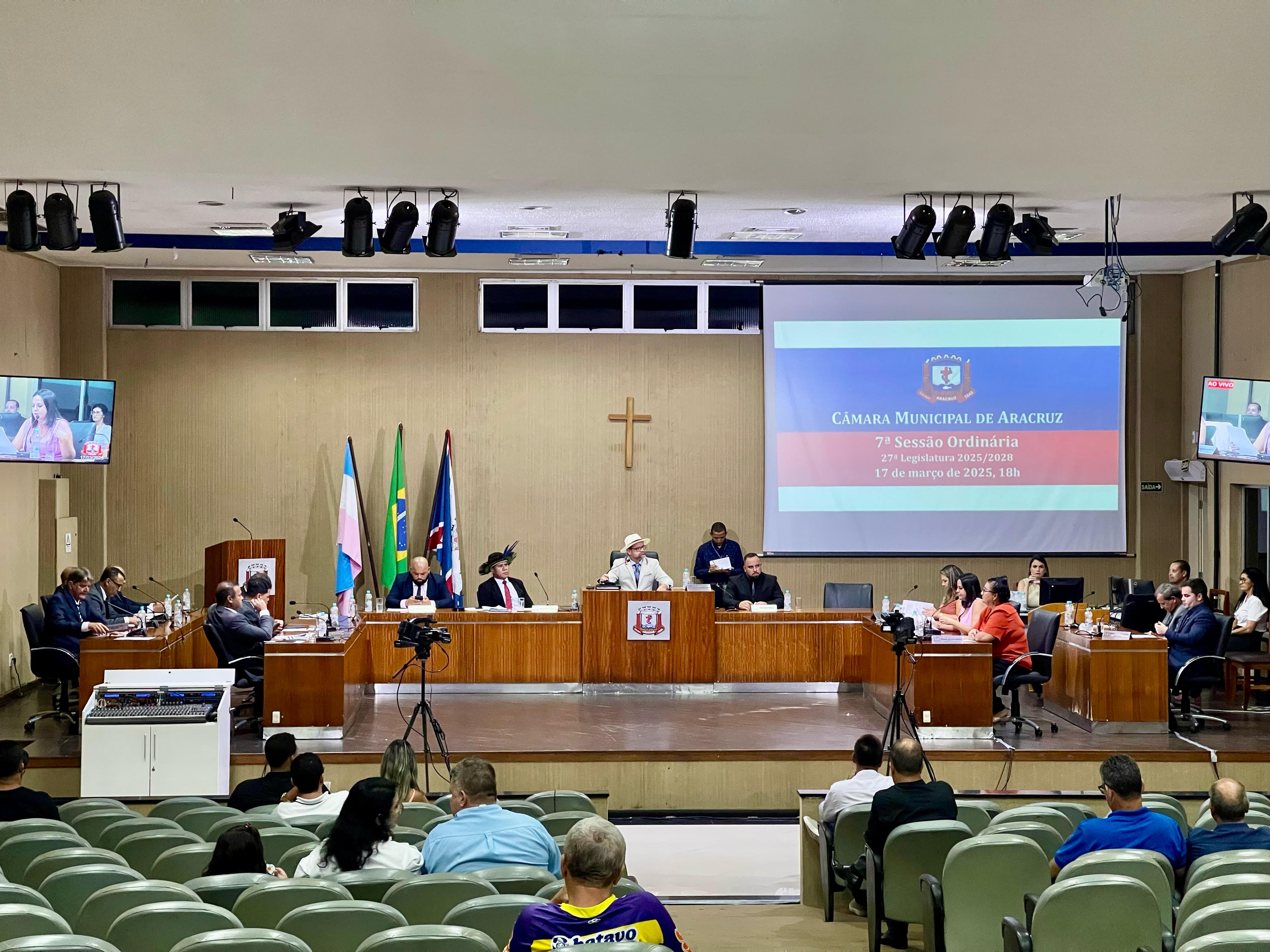 CÂMARA DE ARACRUZ REALIZA 7ª SESSÃO ORDINÁRIA COM APRESENTAÇÃO DE NOVOS PROJETOS E VOTAÇÃO DE VETOS DO EXECUTIVO