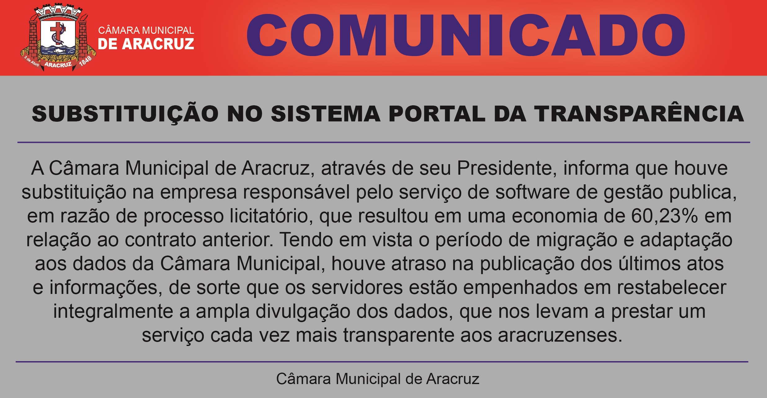 Nota sobre o Portal da Transparência.